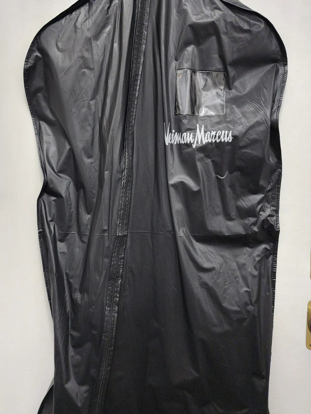 Vintage Neiman Marcus Black Garment Bag With Wooden Hanger